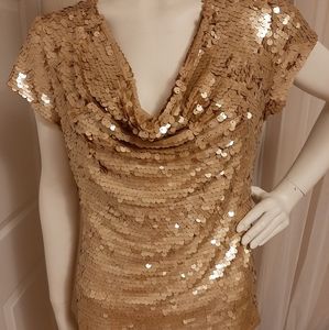 International Concepts I-N-C Gold Sequin Top